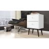 Mid-Century Modern White Nightstand with 2 Drawers, Wooden Splayed Legs Bedside Table, Minimalist Side Table for Bedroom