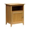 Natural Wood Shaker Style Nightstand End Table with Cabinet & Shelf, Solid Wood Bedside Table, Classic Farmhouse Accent Table