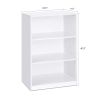 Modern 3-Shelf Bookcase in White Wood Finish, Adjustable Storage Shelving Unit for Home & Office