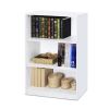Modern 3-Shelf Bookcase in White Wood Finish, Adjustable Storage Shelving Unit for Home & Office