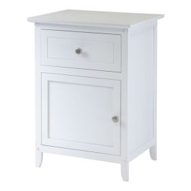 White 1-Drawer Wooden Bedroom Nightstand with Cabinet Storage, Modern End Table Bedside Table with Drawer and Door