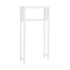 White Solid Wood Over-the-Toilet Storage Rack with Shelf, Bathroom Space Saver Organizer with Drawer