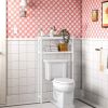 White Solid Wood Over-the-Toilet Storage Rack with Shelf, Bathroom Space Saver Organizer with Drawer