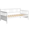 Twin Size 2-in-1 Wooden Daybed Frame Sofa Bed with Rails, Pine Wood Day Bed with Storage Space