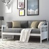 Twin Size 2-in-1 Wooden Daybed Frame Sofa Bed with Rails, Pine Wood Day Bed with Storage Space