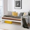 Twin Size 2-in-1 Wooden Daybed Frame Sofa Bed with Rails, Pine Wood Day Bed with Storage Space