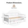 Twin Size 2-in-1 Wooden Daybed Frame Sofa Bed with Rails, Pine Wood Day Bed with Storage Space
