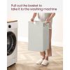 2-Basket Laundry Hamper Sorter with Storage Shelf – White Frame, Removable Oxford Fabric Bags, MDF Steel Laundry Organizer