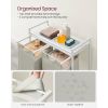 2-Basket Laundry Hamper Sorter with Storage Shelf – White Frame, Removable Oxford Fabric Bags, MDF Steel Laundry Organizer