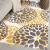 5' x 7' Yellow Grey Floral Area Rug – Low Pile Polypropylene Machine-Woven Indoor Rug with Jute Backing
