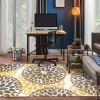 5' x 7' Yellow Grey Floral Area Rug – Low Pile Polypropylene Machine-Woven Indoor Rug with Jute Backing