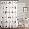 72" Yellow Grey Birds Polyester Shower Curtain – Cottage Style Bathroom Curtain, Machine Washable 100% Polyester