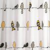 72" Yellow Grey Birds Polyester Shower Curtain – Cottage Style Bathroom Curtain, Machine Washable 100% Polyester