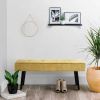 Modern Yellow Corduroy Upholstered End of Bed Bench with Black Metal Legs – Button Tufted Entryway & Bedroom Seating Bench