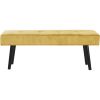 Modern Yellow Corduroy Upholstered End of Bed Bench with Black Metal Legs – Button Tufted Entryway & Bedroom Seating Bench