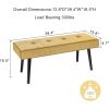 Modern Yellow Corduroy Upholstered End of Bed Bench with Black Metal Legs – Button Tufted Entryway & Bedroom Seating Bench