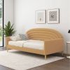 Twin Size Mid-Century Modern Yellow Velvet Upholstered Daybed with Backrest, Slat Support & Wheels – Guest Room Sofa Bed