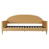Twin Size Mid-Century Modern Yellow Velvet Upholstered Daybed with Backrest, Slat Support & Wheels – Guest Room Sofa Bed