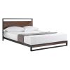Full Size Metal Wood Platform Bed Frame with Headboard – Cherry Finish Pine Wood, Steel Slat Support, No Box Spring Needed