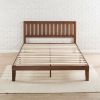 Queen Size Mission Style Solid Wood Platform Bed Frame with Headboard – Espresso Finish Pine Wood, Slat Support, No Box Spring Needed
