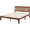 Queen Size Mission Style Solid Wood Platform Bed Frame with Headboard – Espresso Finish Pine Wood, Slat Support, No Box Spring Needed