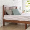 Queen Size Mission Style Solid Wood Platform Bed Frame with Headboard – Espresso Finish Pine Wood, Slat Support, No Box Spring Needed