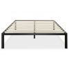 Full Size Black Metal Platform Bed Frame – Wood Slat Support, 14” Storage Base, Headboard Compatible, No Box Spring Needed