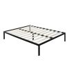 Full Size Black Metal Platform Bed Frame – Wood Slat Support, 14” Storage Base, Headboard Compatible, No Box Spring Needed