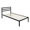 Twin Modern Metal Platform Bed Frame with Headboard – Wood Slat Support, 14” High Storage Base, No Box Spring Needed