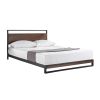 Twin Size Metal Wood Platform Bed Frame with Headboard – Cherry Finish Pine Wood, Steel Slat Support, No Box Spring Needed