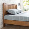 Twin Solid Wood Platform Bed Frame with Paneled Headboard – Medium Brown Pine Finish, Wood Slat Support, No Box Spring Needed