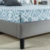 King Size Grey Upholstered Platform Bed – Classic Button Tufted Scalloped Headboard with Wood Slat Support, No Box Spring Needed