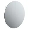 Wall-Mounted LED Bathroom Mirror Cabinet with Storage, Round Mirror Makeup Organizer with USB Lighting, White Vanity Cabinet