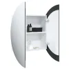 Wall-Mounted LED Bathroom Mirror Cabinet with Storage, Round Mirror Makeup Organizer with USB Lighting, White Vanity Cabinet