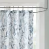 Essentials Sofia Botanical Microfiber Shower Curtain – 72x72 Blue Floral Print, Soft Lightweight Modern Bathroom Decor