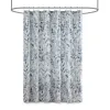 Essentials Sofia Botanical Microfiber Shower Curtain – 72x72 Blue Floral Print, Soft Lightweight Modern Bathroom Decor