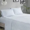 Madison Park Essentials Jaxon 6-Piece Bed in a Bag – Stripe Comforter Set with Sheets, Modern Blue & Grey Microfiber Bedding (Twin)