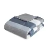 Madison Park Essentials Jaxon 6-Piece Bed in a Bag – Stripe Comforter Set with Sheets, Modern Blue & Grey Microfiber Bedding (Twin)