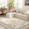 8x10 Boho Faux Cashmere Area Rug – Washable Non-Slip Living Room Rug, Soft Low Pile Carpet for Bedroom & High-Traffic Areas