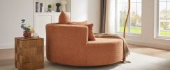 Modern 55” Round Swivel Accent Chair – Chenille Deep Seat Lounge Chair with 360° Rotation & Throw Pillows for Living Room, Bedroom & Office