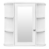 3-Tier Wall Mounted Bathroom Cabinet with Mirror – Single Door MDF Storage Shelf Organizer for Toiletries & Cosmetics