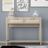 Narrow Rattan Console Table with 2 Drawers & Shelf – Natural Wood Entryway Table, MDF Sofa Table for Living Room, Hallway & Bedroom