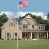 25FT Aluminum Flagpole Kit with 2 American Flags, Outdoor Sectional Halyard Flag Pole Set with Gold Ball Finial, Rope & Mounting Sleeve