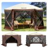12x12 FT Pop-Up Camping Gazebo Tent with Mosquito Netting & Wind Panels – Portable Screen House Canopy for Outdoor Camping, Backyard & Events