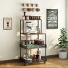4-Tier Kitchen Baker’s Rack with Wheels, Heavy-Duty Microwave Stand & Storage Shelf, Rolling Metal Utility Cart for Kitchen, Coffee Bar & Pantry