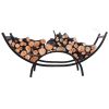 40-Inch Outdoor Firewood Rack, Heavy Duty Steel Log Holder with Arched Base, Wrought Iron Firewood Storage Stand for Patio & Fireplace