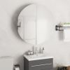 Wall-Mounted LED Bathroom Mirror Cabinet with Storage, Round Mirror Makeup Organizer with USB Lighting, White Vanity Cabinet