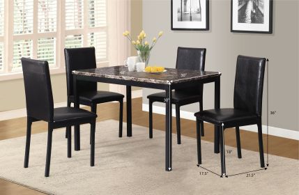 Citico 5-Piece Metal Dinette Set with Laminated Faux Marble Top, Black