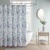 Essentials Sofia Botanical Microfiber Shower Curtain – 72x72 Blue Floral Print, Soft Lightweight Modern Bathroom Decor