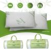 Shredded Memory Foam Pillows Set of 2, Bamboo Cooling Bed Pillows for Neck & Back Support, Hypoallergenic Adjustable Sleep Pillows